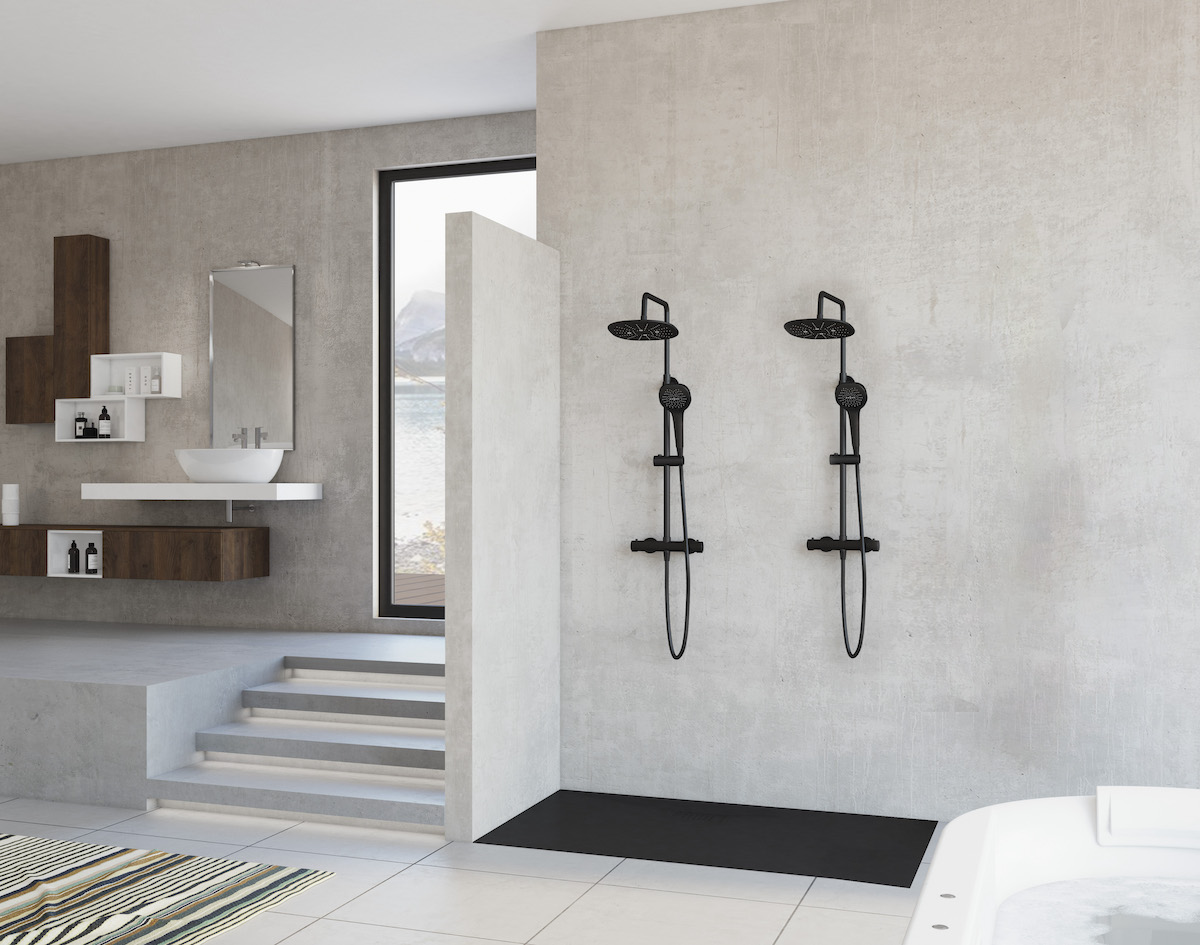 Sfeerbeeld van een badkamer met dubbele douche